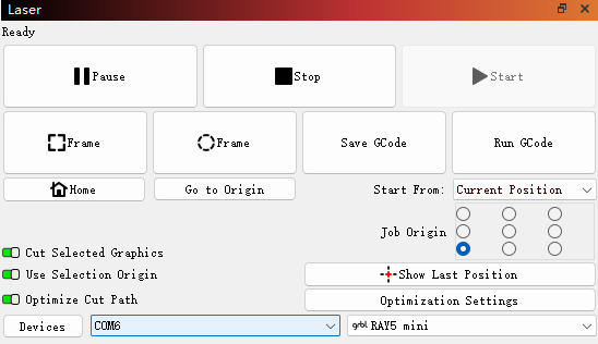 Import the Ray5 miniS Configuration File