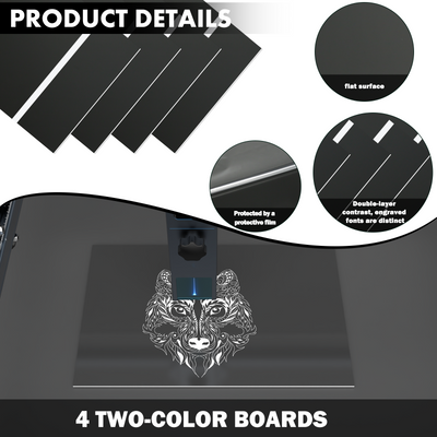 1.3mm Black to White Two-Tone Acrylic Sheet (4pcs)