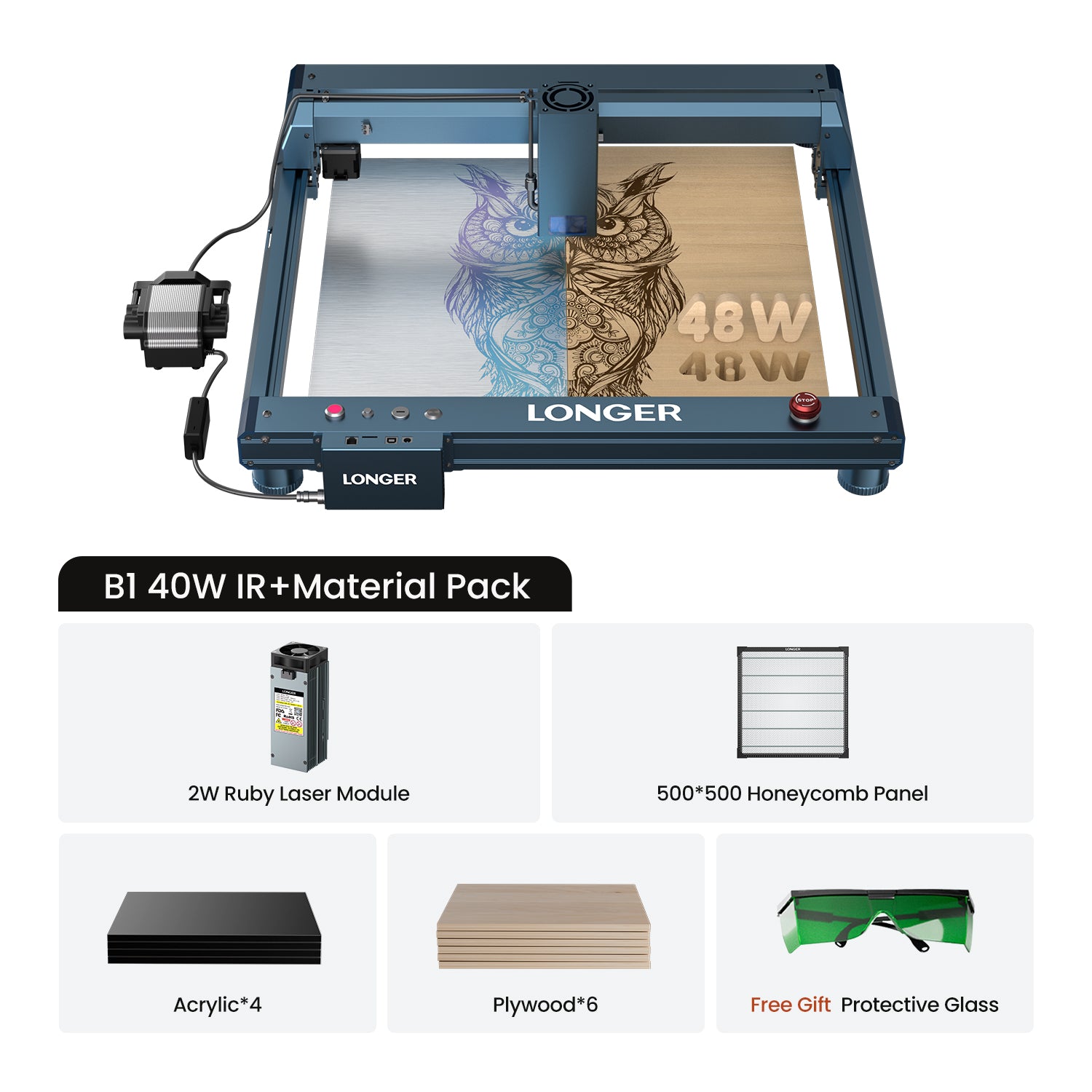 Längere B1 30W/40W Lasergravurmaschine